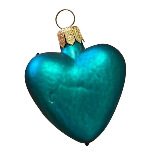 Czech Republic blown glass coquette heart Christmas tree ornaments set of 3 - Picture 2 of 12